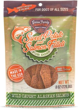 GAINES FAMILY FARMSTEAD SWEET POTATO AND SALMON FILLETS 8 OZ