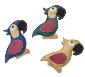 Leather Parrot Assorted Dog Toy 8"