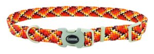 Pro Active Adjustable Woven Reflective Dog Collar, Burning Blocks, 3/4" x 12-18"