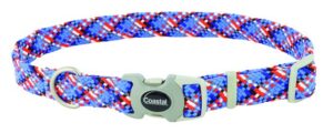 Pro Active Adjustable Woven Reflective Dog Collar, Cobalt Crossed, 1" x 18-26"