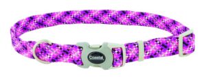 Pro Active Adjustable Woven Reflective Dog Collar, Pixel Pink, 5/8" x 8-12"