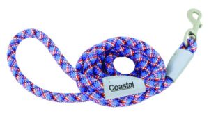 Pro Active Woven Reflective Rope Leash, Cobalt Crossed, 1" x 6'