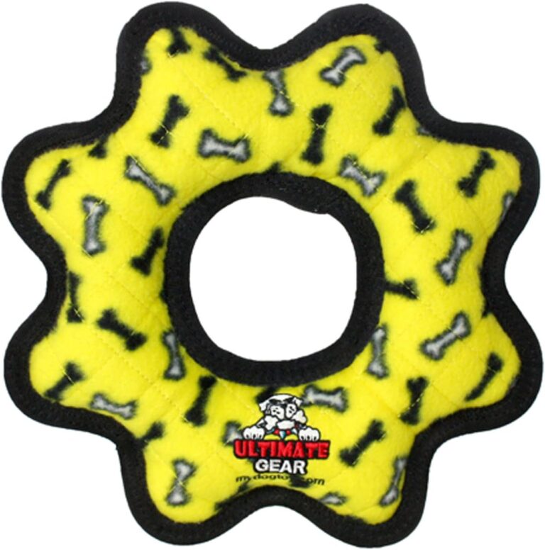 Tuffy Ultimate Gear Ring Bone Yellow Plush Dog Toy