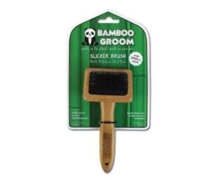 Bamboo Groom Slicker Brush W/ Stainless Steel Pins Small