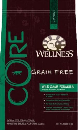 Wellness CORE Natural Grain Free Dry Dog Food, Wild Game Recipe, 22 lb