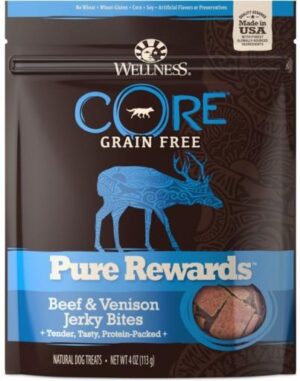 Wellness Core Natural Grain Free Pure Rewards Jerky Bites Beef Venison 4 oz