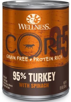 Wellness CORE 95% Natural Wet Grain Free Canned Dog Food Turkey & Spinach 12.5oz