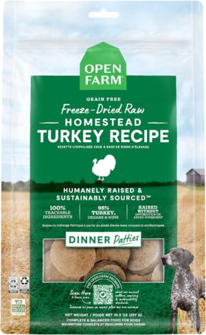 Open Farm Homestead Turkey Freeze-Dried Raw Patties Dog Food 17.5 oz