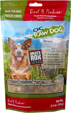 OC Raw Freeze Dried Beef Meaty Rox Dog Food 5.5oz