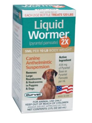 DURVET LIQUID WORMER 2X FOR DOGS & PUPPIES 2 OZ