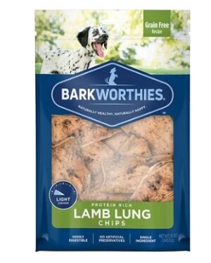 Barkworthies Lamb Lung Chips Dog Treats 12 Oz