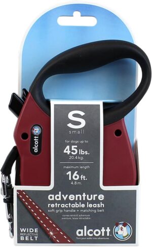 lcott Adventure Retractable Leash, Red, 16ft, Up To 45lb