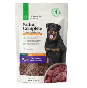 ULTIMATE PET NUTRITION Nutra Complete, Freeze Dried Formulated Raw Dog Food with Antioxidants Prebiotics and Amino Acids, (Pork, 5 Ounce)