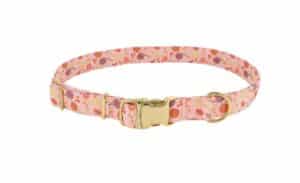 Accent Metallic Adjustable Dog Collar Delicate Pink Flowers L