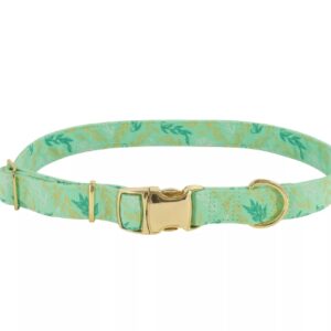 Accent Metallic Adjustable Dog Collar Graceful Green Leaves