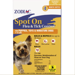 Zodiac Spot On Flea and Tick Control Puppies + Small Dogs 7-15 lb 4 Month/Supply