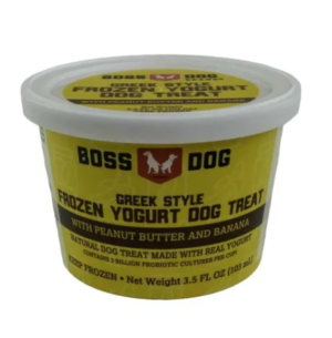 BOSS DOG BRAND GREEK STYLE FROZEN YOGURT | PEANUT BUTTER & BANANA 4 CUPS 14 OZ