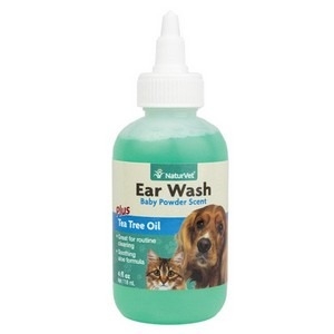 NaturVet Ear Wash with Tea Tree Oil for Dogs and Cats, 8 oz