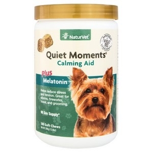 NaturVet Quiet Moments Calming Aid Plus Melatonin 180 Soft Chews