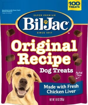 BilJac Original Recipe Soft Dog Treats, Chicken And Liver, 100 Count